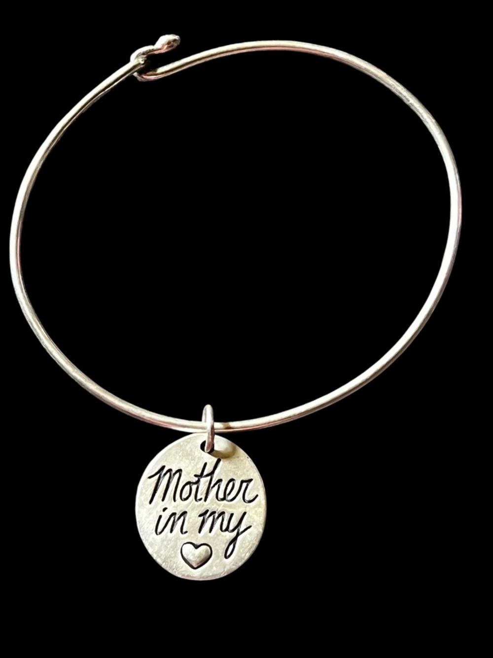 James Avery Sterling Silver 925  'Mother in My Heart' Charm Bangle Bracelet